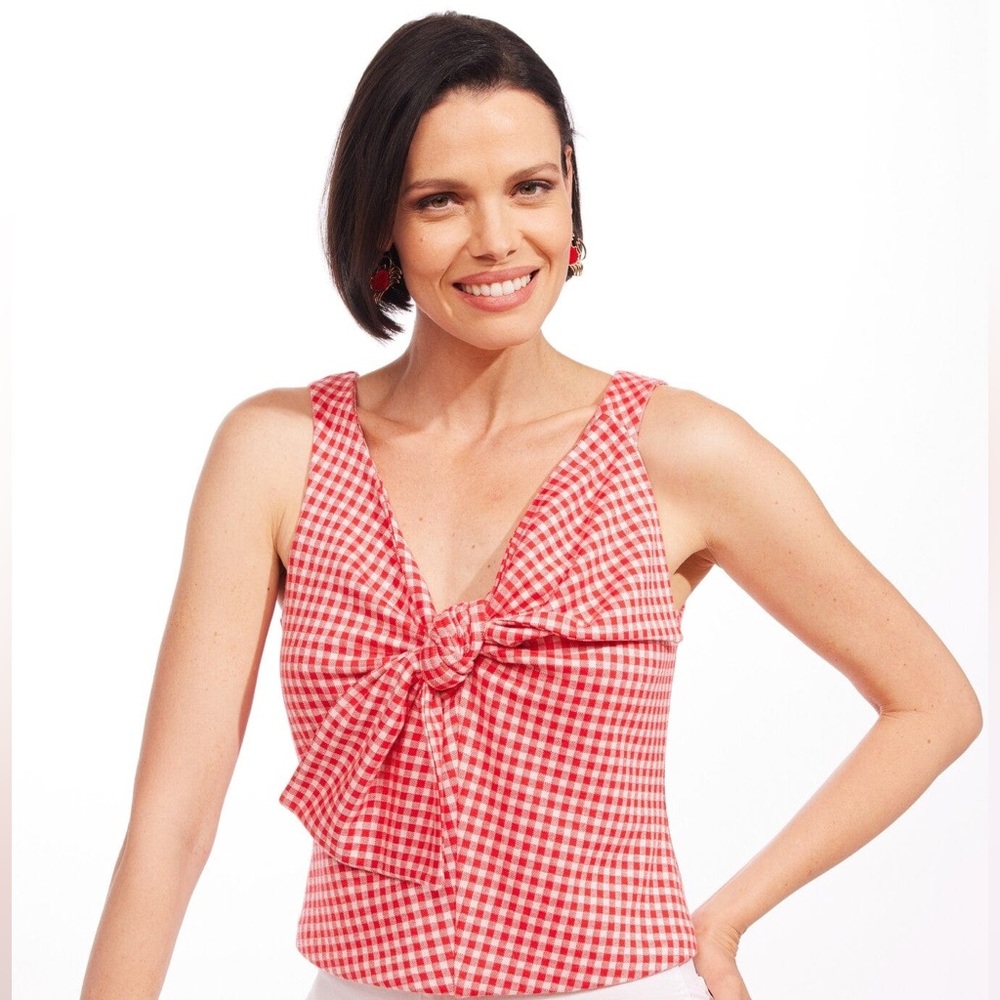 NWT EVA FRANCO GINGHAM‎ BOW TOP small